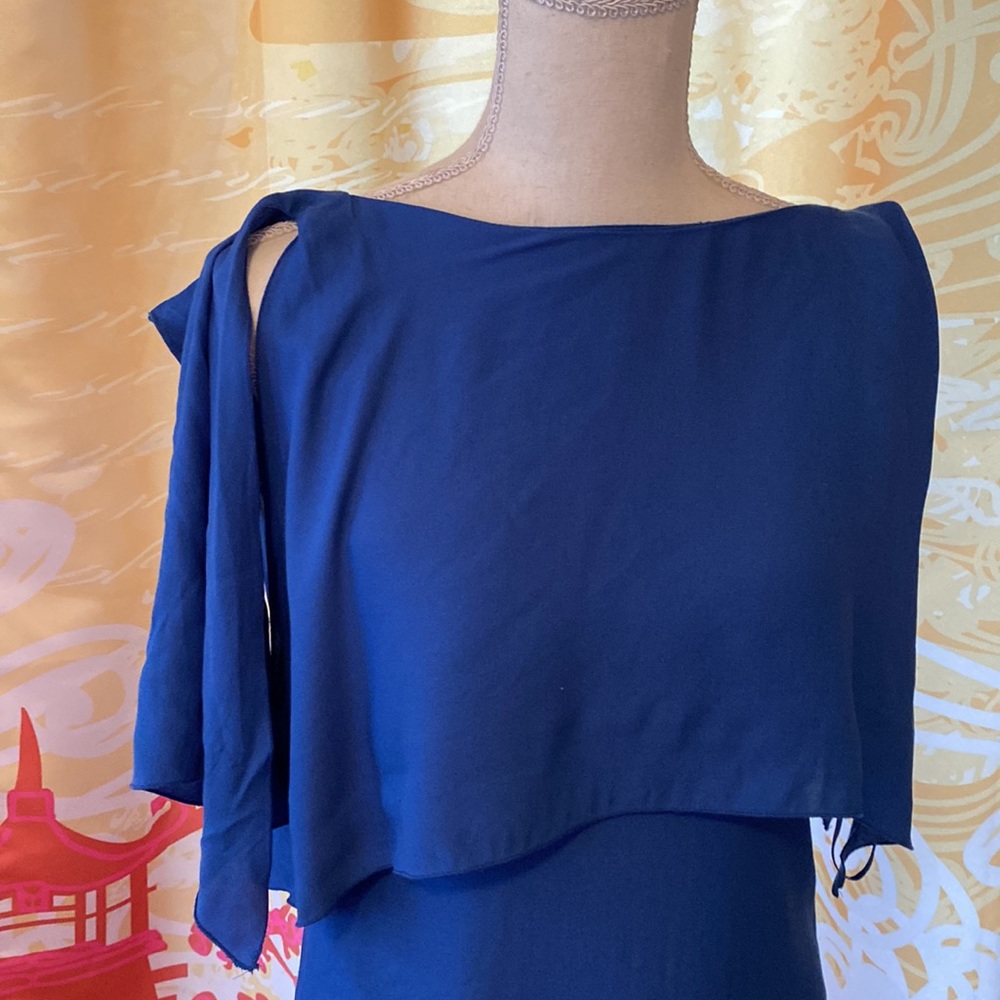 MASSIMO DUTTI ROYAL BLUE MIDI DRESS SIZE 4 fully lined. Sleeveless - Picture 2 of 9